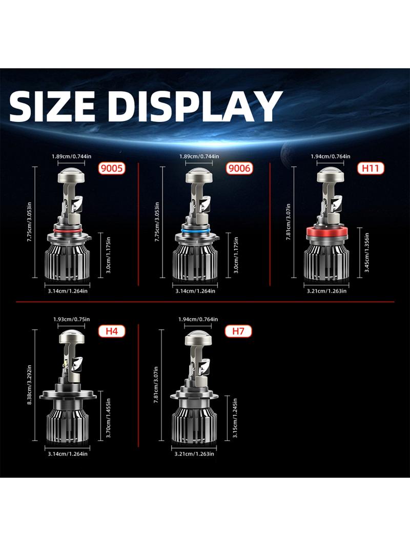 2 Pack H7 H4 H9/H11 9005/HB3 9006/HB4 LED Car Headlight Bulbs 12-24V No Canbus Error High and Low Beam Automotive Lens with Aviation Aluminum Heat Dissipation Fan Plug and Play for Cars Trucks SUVs Truck Lighting Solution Modern Headlight Upgrade