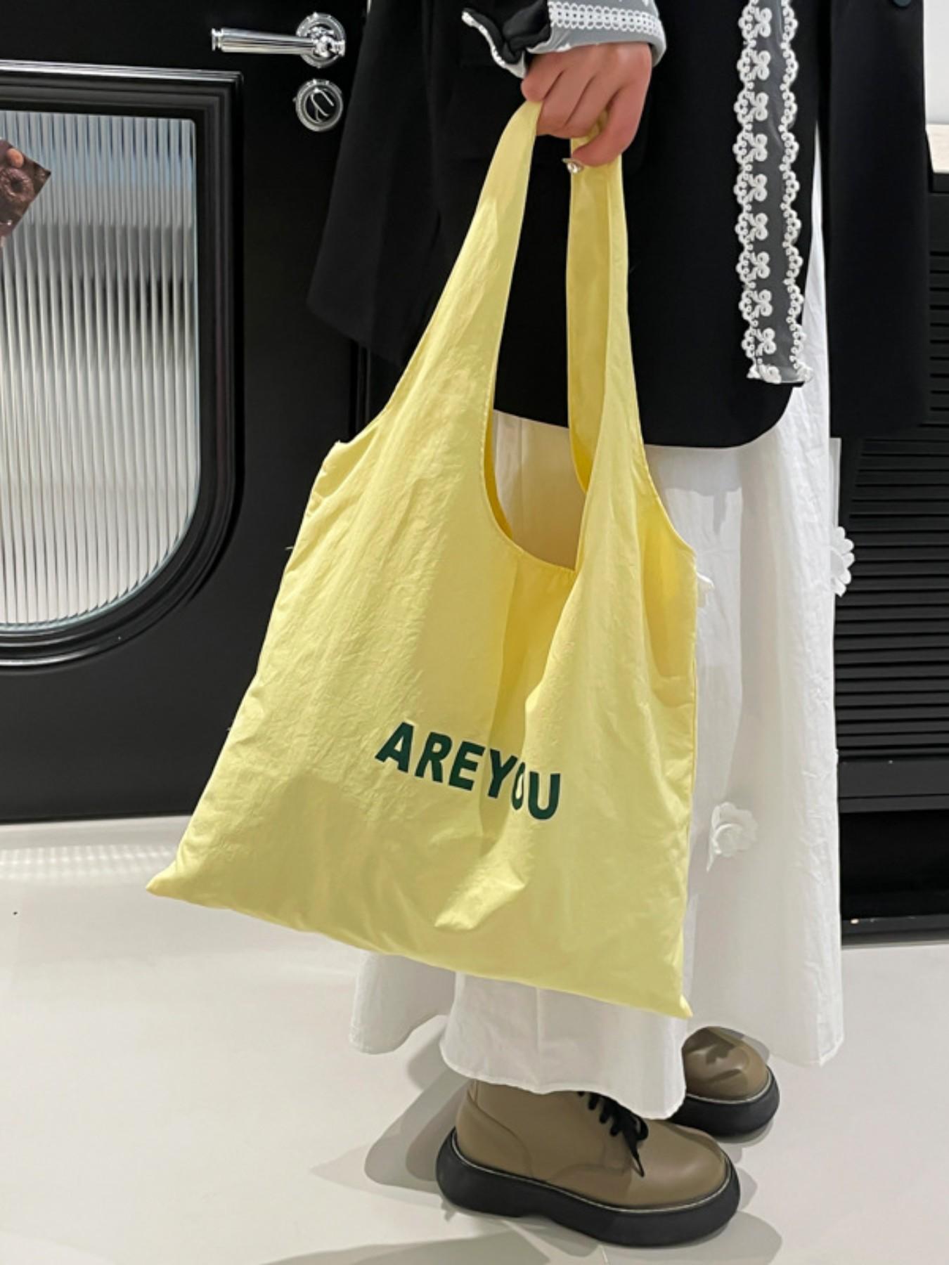 New Trendy Letter Fashion Shoulder Bag, Commuter Versatile Canvas Bag, Casual Large Capacity Women's Bag, Stylish and Practical