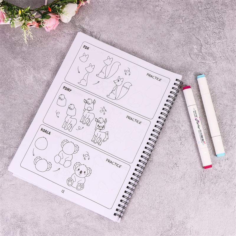 How to Draw for Beginners, Step-By-Step Simple Guides, Cute Animals Food Gifts More, 300 Pages Drawing Tutorial Book