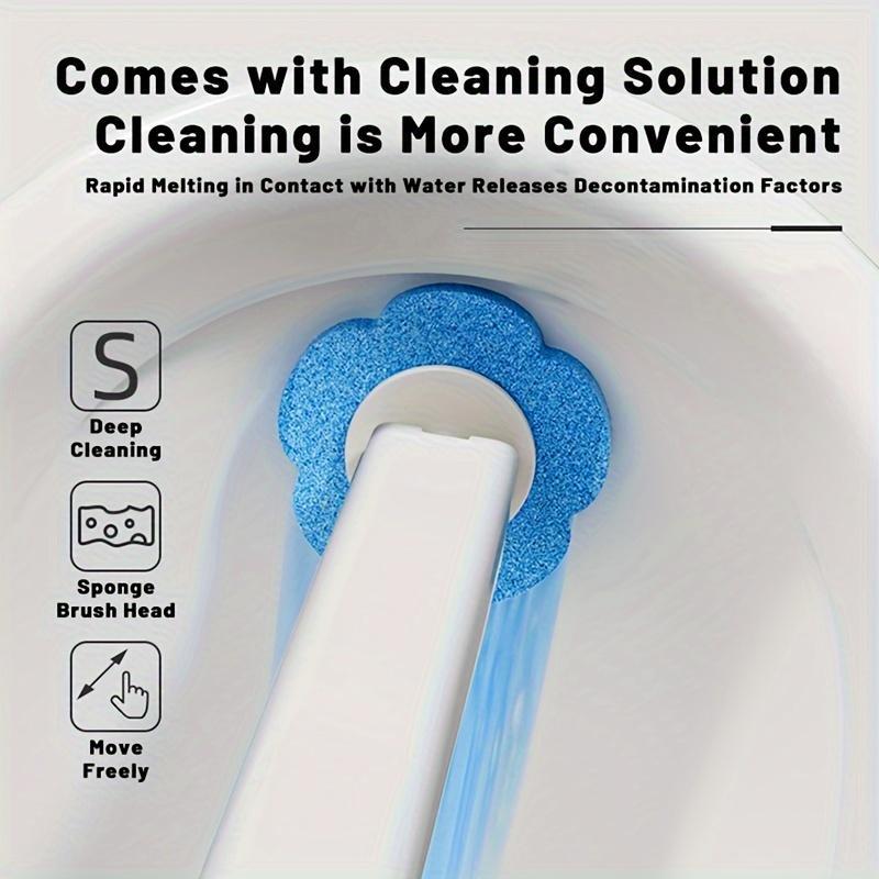 Household Toilet Cleaning Brush with Holder, 12 Disposable Replacement Heads - Floral No Dead Corners Bathroom Cleaner Supplies