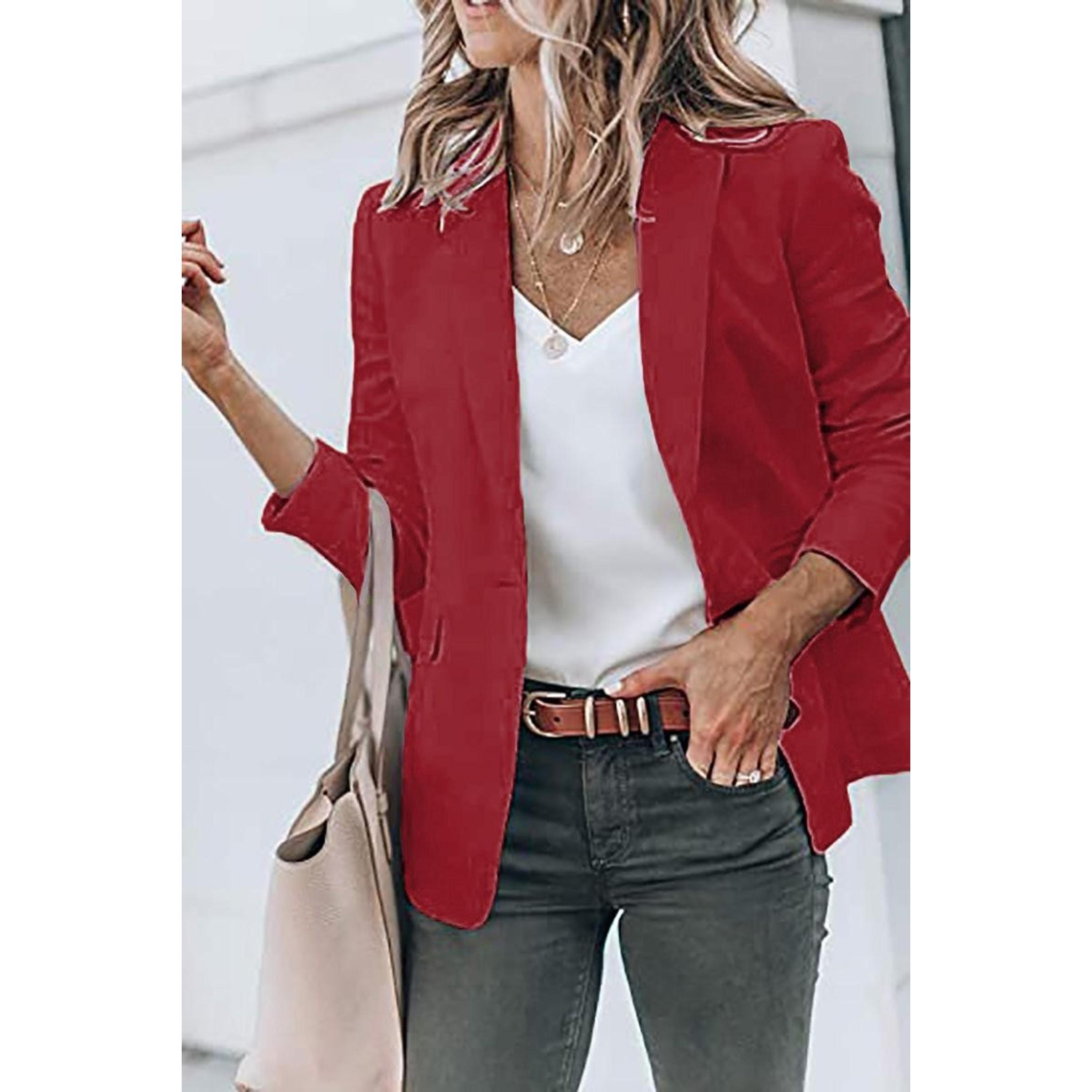 2025 Autumn Women's Fashion Elegant Long Sleeve Jacket Solid Color Suit Collar Loose Single-Breasted Women's Blazer