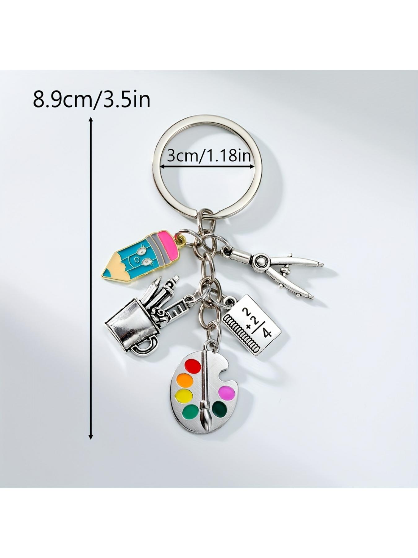 1pc Alloy Ancient Silvery Art Painting Board Keychain, with Ruler, Paint Brush and Pen Holder, School Art Small Gift, Gift Choice for Painting Friends