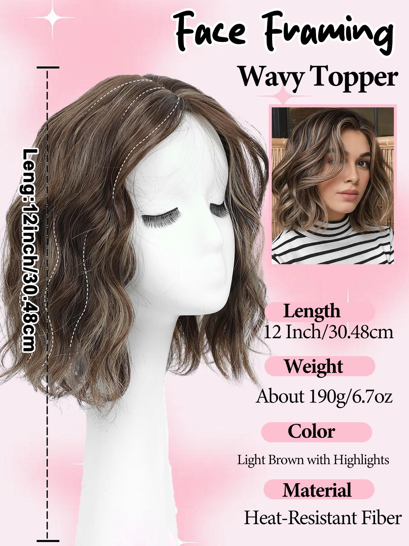 12 Inch Short Light Synthetic Hair Topper, Lightweight Breathable Base, Natural Fluffy Volume, Complete Scalp Coverage for Women, Synthetic Wigs, Curly Wig