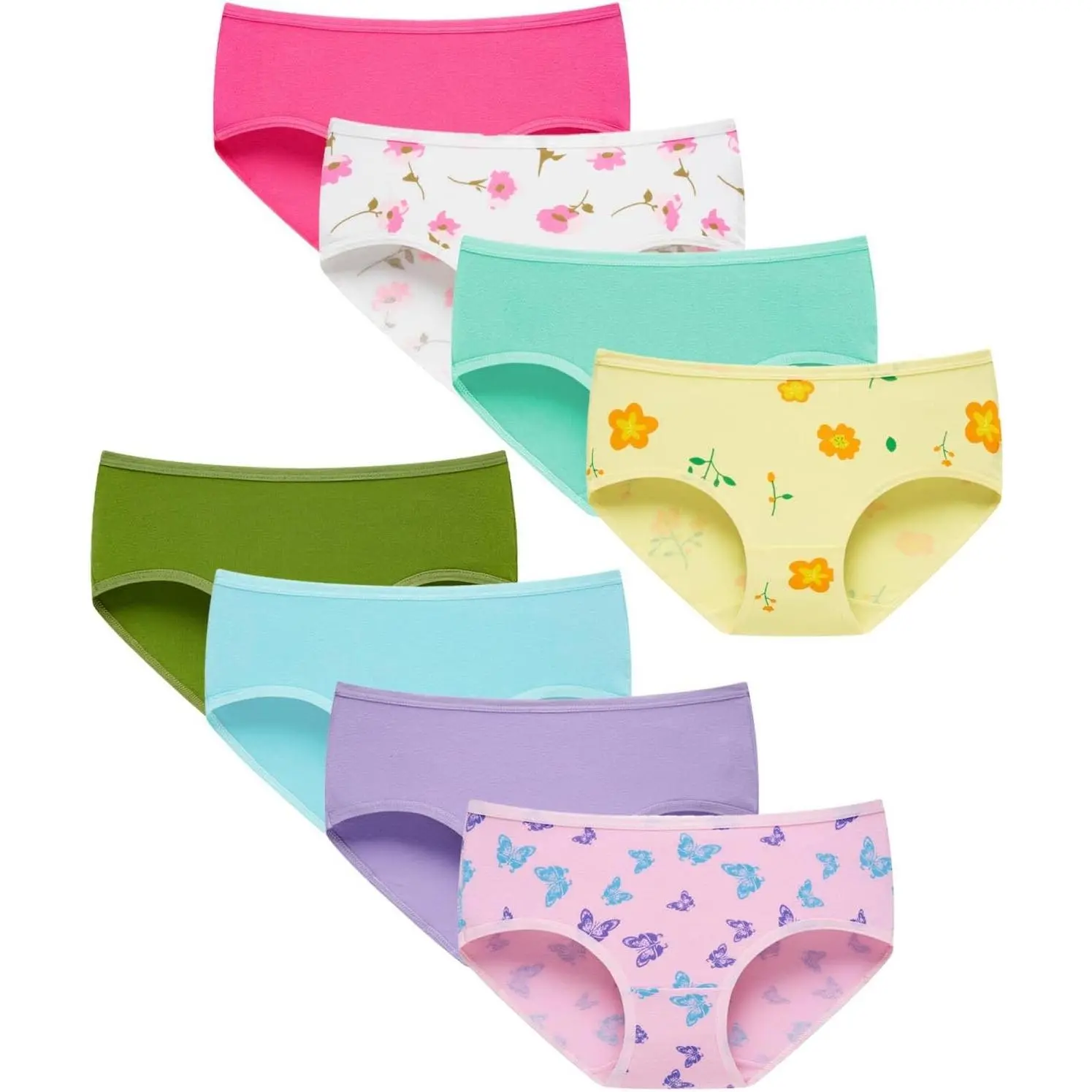 Teen Girls Soft Hipster Panties Polyester Brief Multipack, Stretch Polyester Blend Fabric, Elastic Waist, Assorted Colors for Daily WearGift