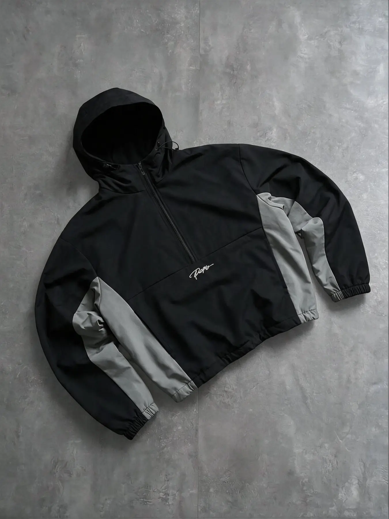 Men's Retro Sport Colorblock Hooded Jacket, Unique Print Half-Zip Drawstring Hat, Lightweight Windproof Sweatshirt, Ideal for Running Basketball Outdoor Activities, Activewear Jacket