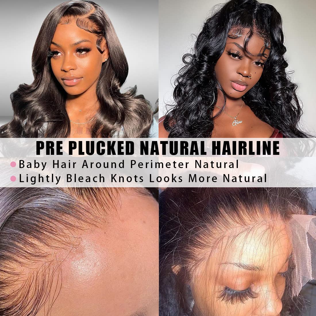 13x6 Lace Front Wigs Human Hair Body Wave 180% Density Pre Plucked 13x6 Transparent Lace Frontal Wigs Human Hair with Baby Hair Natural Black