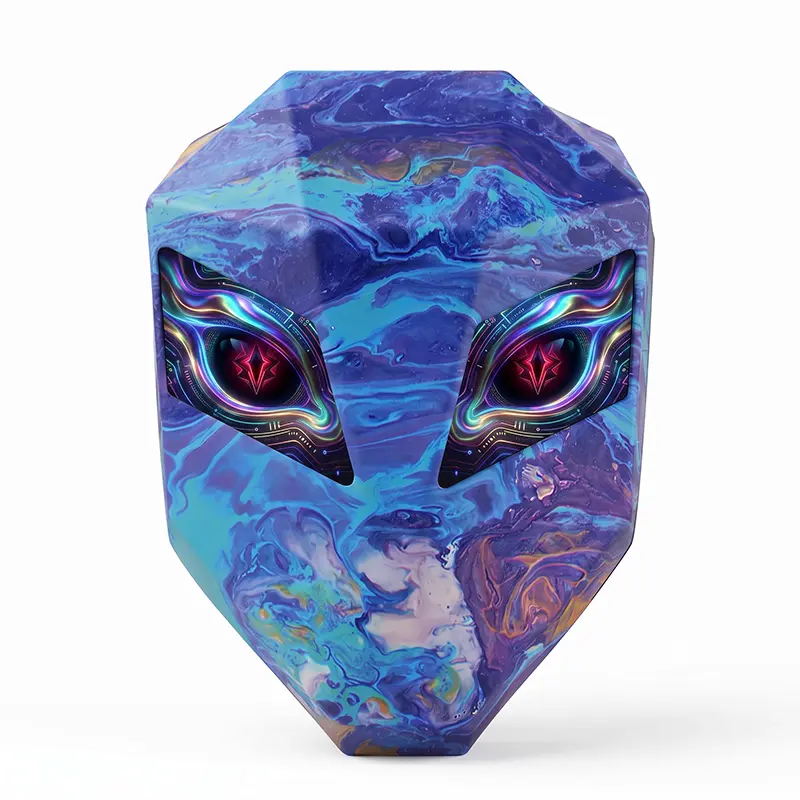LED Backpack for Male Adults - Cyberpunk Hard Shell PVC Biker Bag, Holographic Lake Blue, Bluetooth Programmable Screen, 15.6" Laptop Compatible, Expandable, USB Charging, DIY Pixel Art, Zip, All Seasons Cyberpunk Tech Gift Daypack (No Power Bank)
