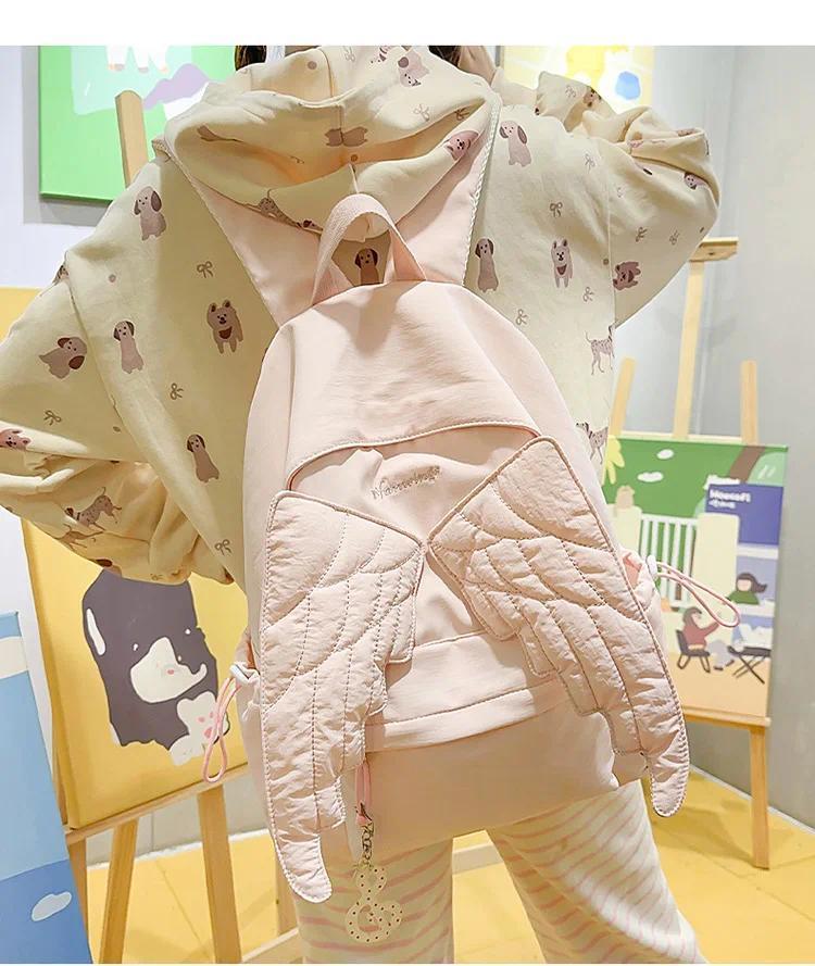 Angel's Wings Backpack for Girls Fashion School Bag for College Students Women Large Capacity Book Bag Lady mochila femininas