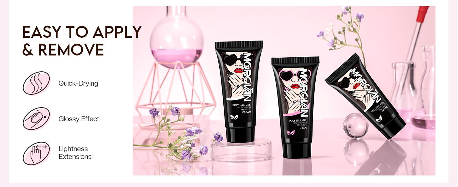 MOROVAN 1OZ 30g Poly Gel Nail Starter Kit: Large Capacity Poly Nail Gel Kit with UV Light - Clear Pink Poly Extension Gel for Beginners with Everything All In One Poly Gel Kits for Nail Manicure Starter MOROVAN 1OZ 30g Poly Gel Nail Starter Kit: Large Capacity Poly Nail Gel Kit with UV Light - Clear Pink Poly Extension Gel for Beginners with Everything All In One Poly Gel Kits for Nail Manicure Starter