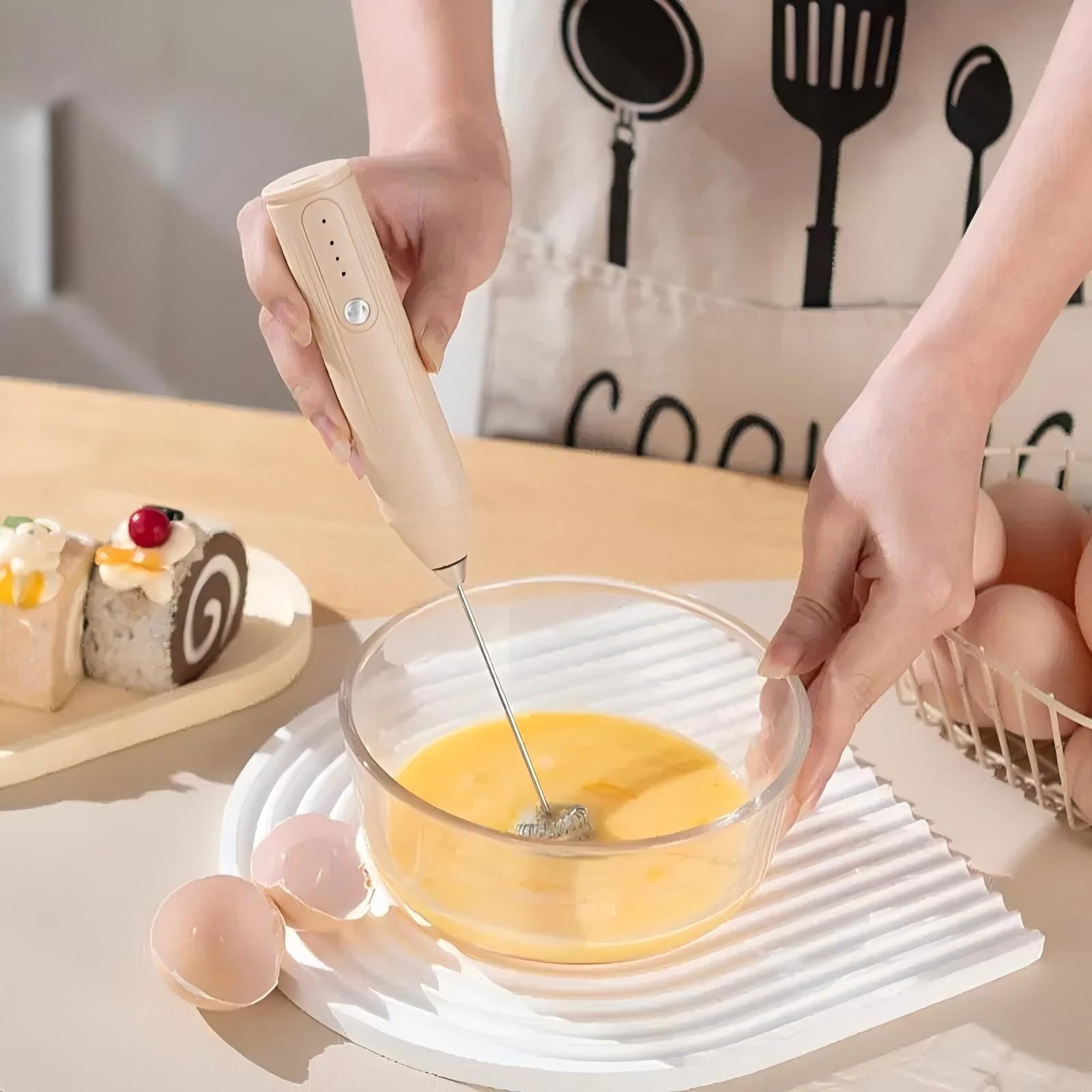 Electric Milk Frother, Handheld Electric Foam Maker, Stainless Steel Whisk Blender, Rechargeable for Coffee, Matcha, Latte, Cappuccino