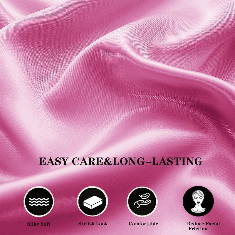 2Pcs Silk Pillowcase Gift Set, Solid Satin Smooth Texture, Skin and Hair Care Skin-friendly Cozy, Ideal for Holiday Gifting Daily Use