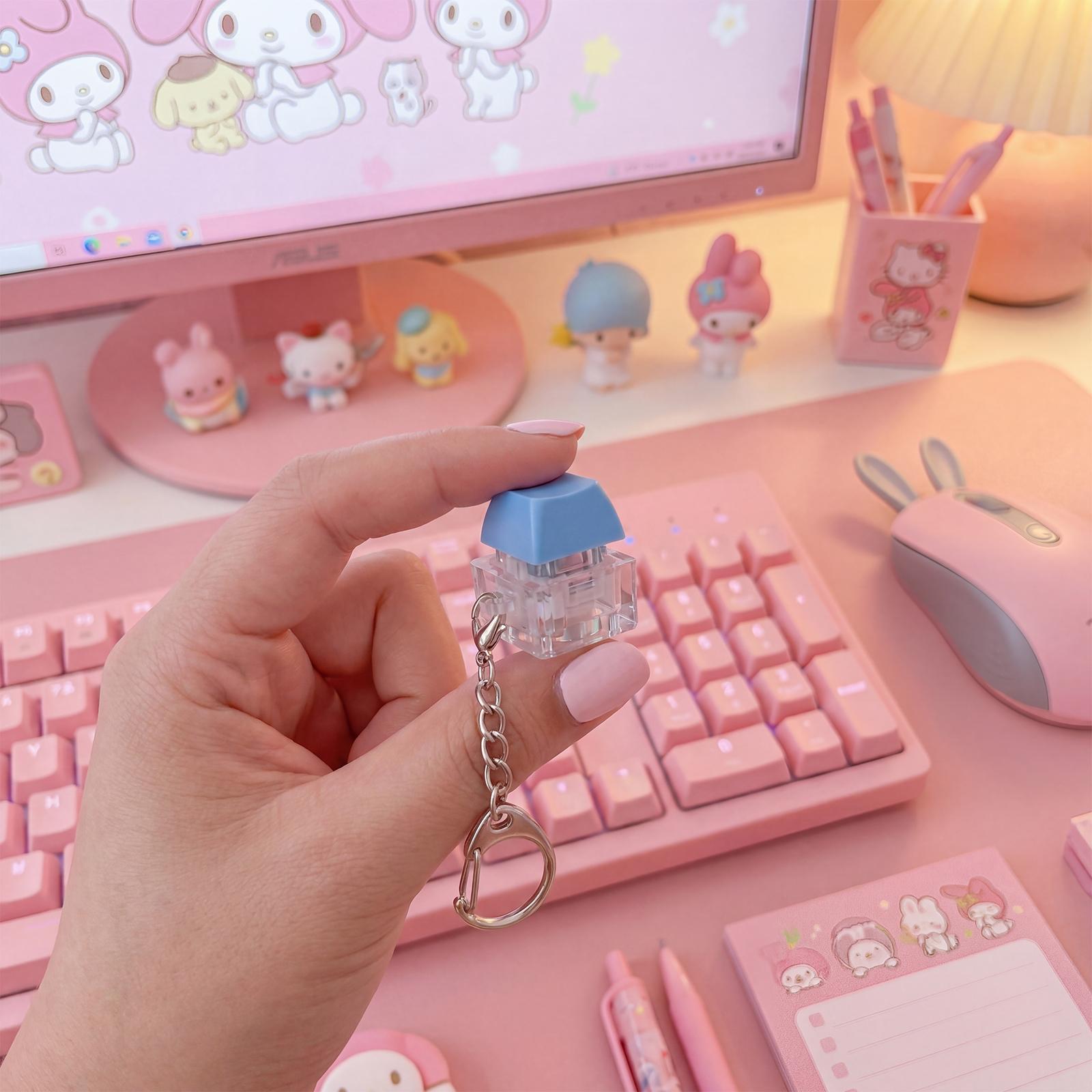 6pcs Keyboard Shaped Stress Relief Keychains, Ultra-Precise Design, Perfect for Adult Relaxation, Touch Feedback, Daily Gift, Valentine's Day Gift