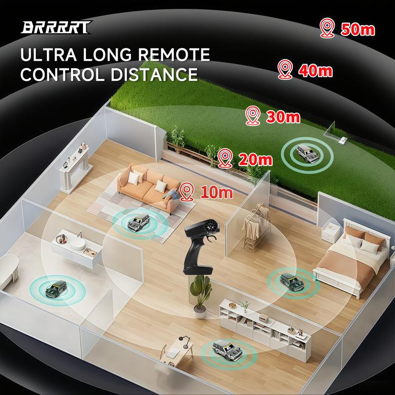 BRRRRT High-speed drift racer with wireless remote control and four-wheel drive power. Features high-brightness LED headlights and a shock-resistant PVC elastic body. This passion-fueled racing car never fears the dark—the perfect gift for boys and girls.