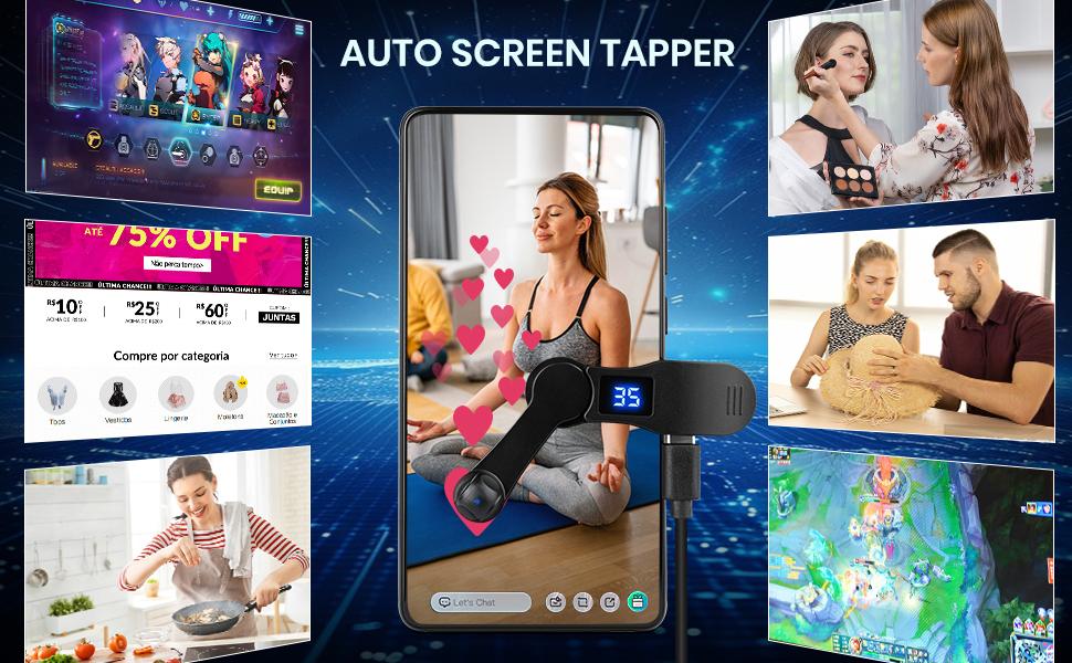 Smart Automatic Screen Clicker Device, USB Powered Simulate Finger Continuous Clicker, Adjustable Speed Physical Clicker for Games, Live Likes, Reward Tasks, Fall & Christmas Gift