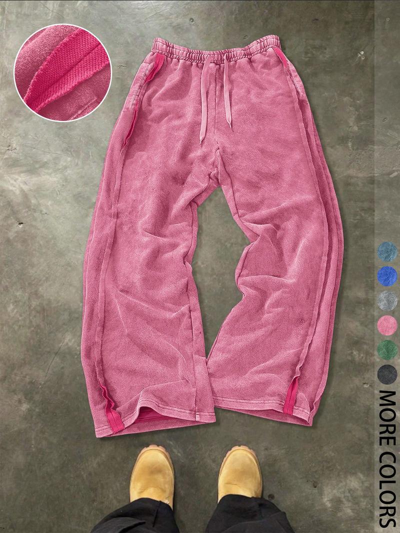 Men's Streetwear Cotton Joggers, Loose Fit Elastic Waist Knit Pants, Casual All-Season Woven Fabric, Daily Wear Fashion