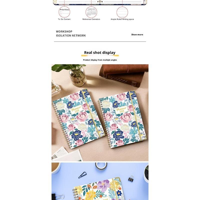 Spiral Notebook A5 Coil Diary Planner, 2026 English Notebooks for Business, Middle School Students, Exam Preparation, Work Schedule Book