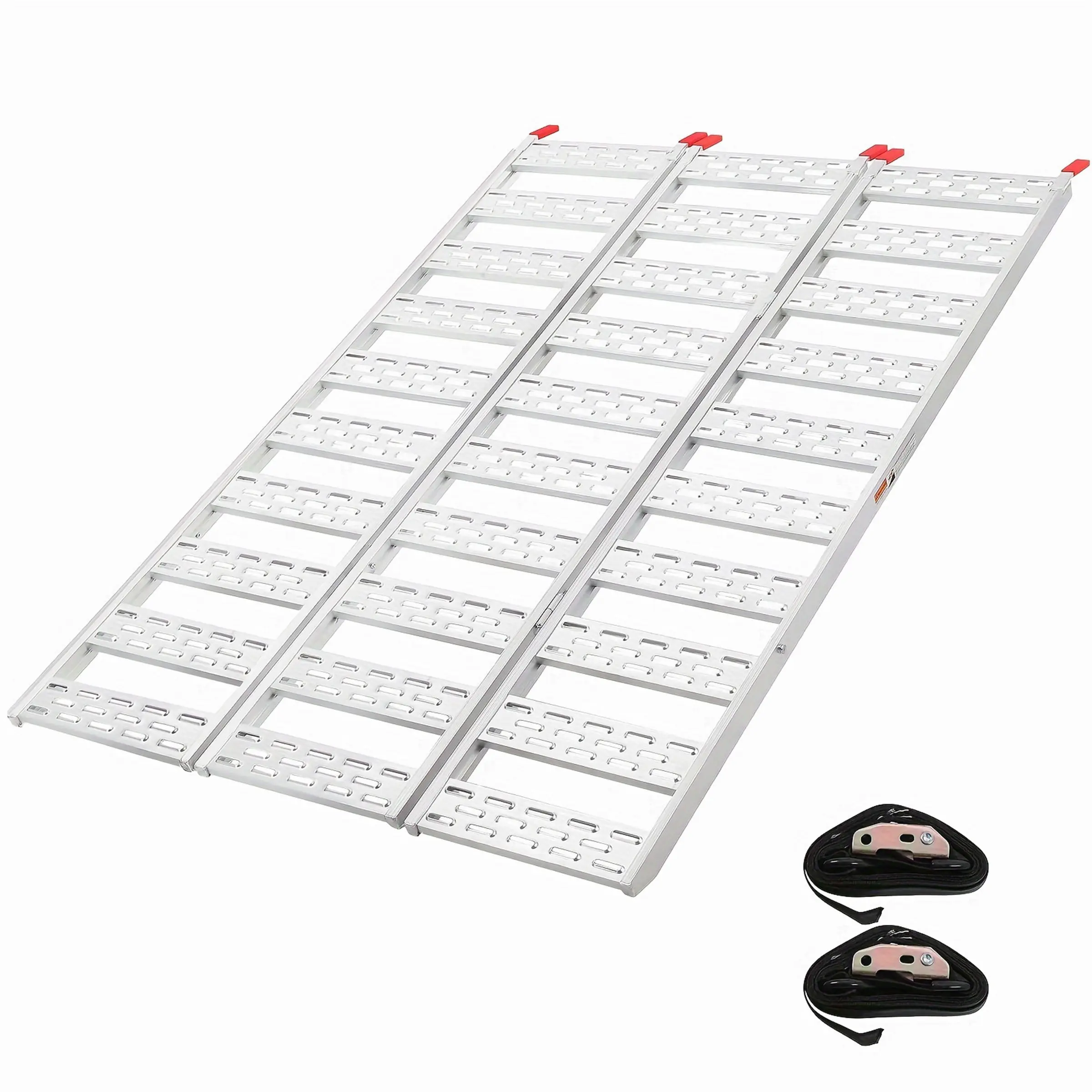 GARVEE76" Aluminum ATV Ramps for Pickup Trucks with 1500 LBS Capacity, Tri-Fold Design, Includes Load Straps for Motorcycles, ATV/UTV, Lawn Mowers, and Tractors - Durable Powersports Loading Solution