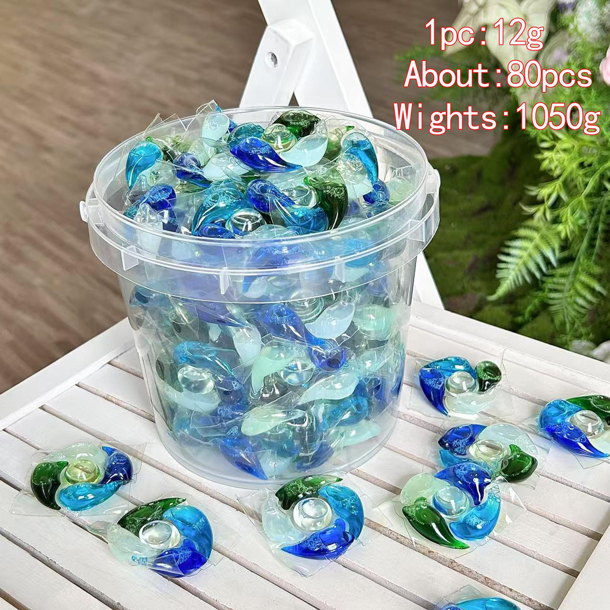 5-in-1 Blue Ocean Laundry Pods, 30 Pods/Box, 80 Pods/Bucket, Net Weight 12g per pod, Softens and prot clothes and colors, Powerful stain removal, Antibacterial and anti-mite, Cleans and leaves fragrance, Laundry Tools and Accessories