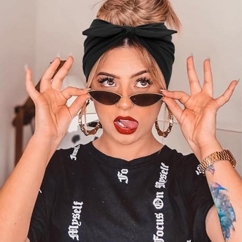 Women & Girls Bunny Ears Bow Hairbands Set of 4, Anti-Slip Soft Elastic Headband, African Style Thick Sports Gym Scarf, Hair Bows Headbands