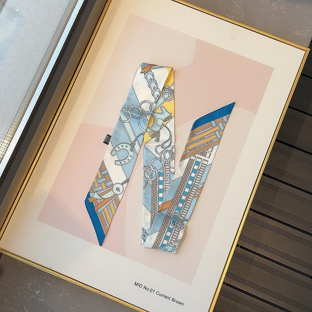 5-Piece Scarf Bag Set for Women, Narrow Scarf with Tie, Hair Accessory Neck Scarf, Fashion Gift Accessories, Ideal for Women