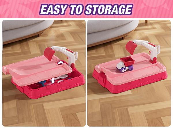 Beach Sandbox with Lid, Indoor Outdoor Kids Sand Pit Digger Excavator Sand Box Construction Toys/Umbrella/Beach Toys for Toddler 3-5, Summer Toys,Boys Girls Christmas Halloween Thanksgiving Gifts