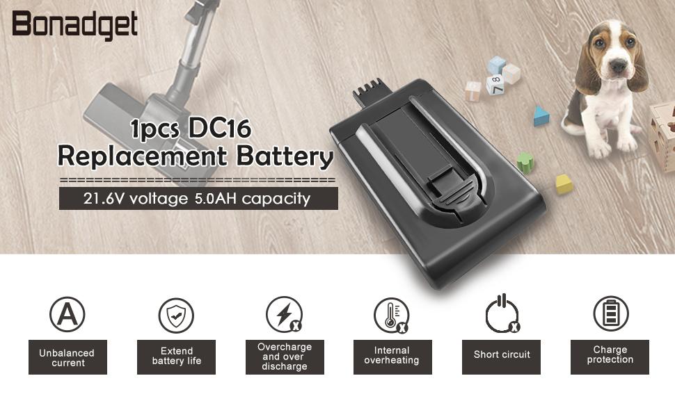 DC16 21.6V 5000mAh Li-Ion Replacement Battery for Dyson DC16 Root 6 Vacuum Cleaner Dyson Handheld Vacuum Cleaner DC16 Root 6 DC16 Animal DC16 Pink 12097 912433-01 912433-03 912433-04 BP01