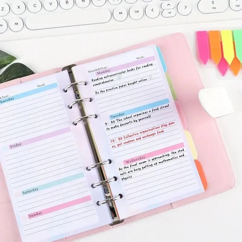 6 Hole Loose Leaf Paper, 82 Sheets/set Budget Weekly Planner Refillable Paper, Stationery & Supplies for Home School School Office