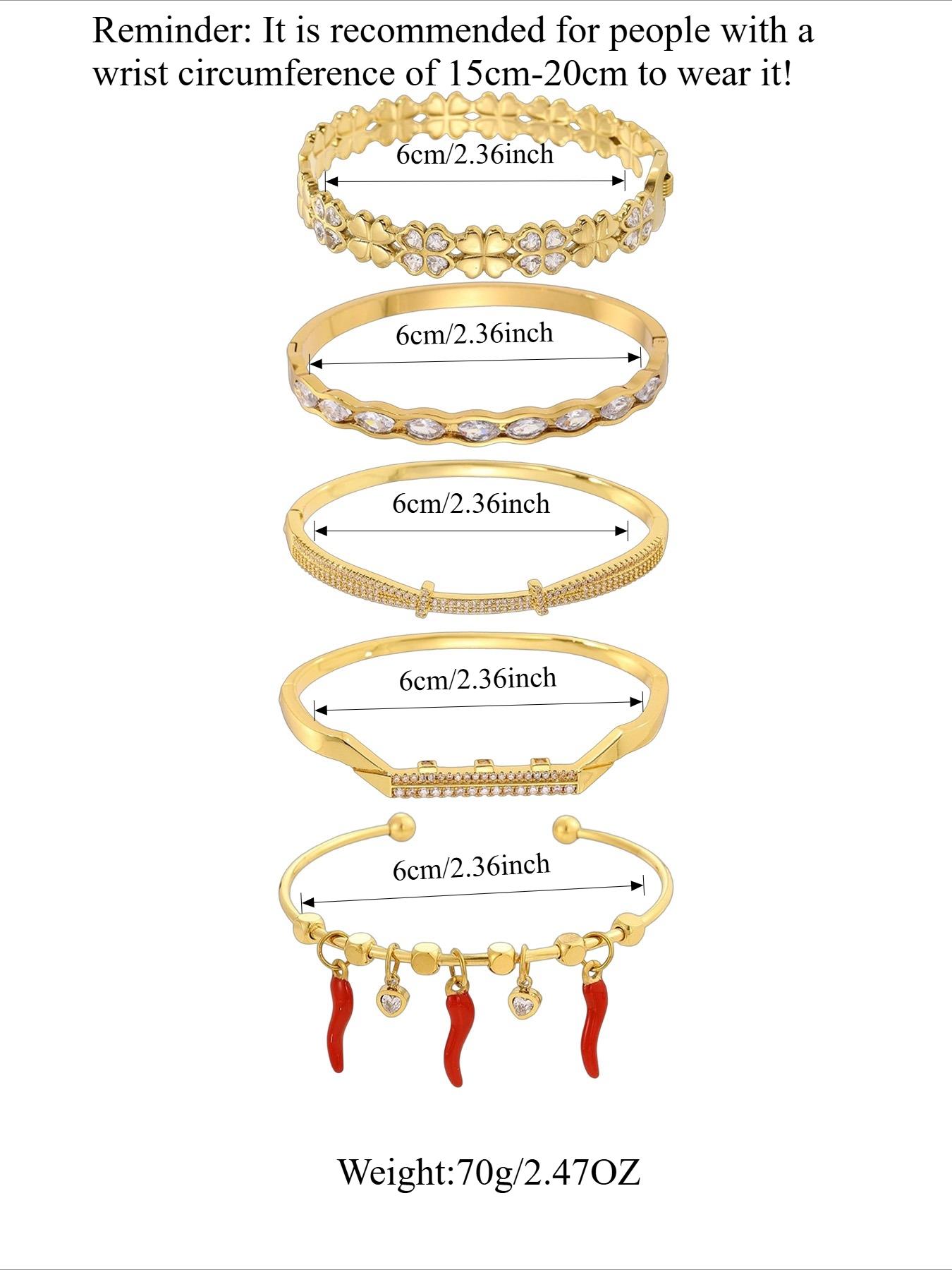 Gold plated five piece bracelet gift box set, cute red strawberries and chili peppers, durable and non fading, stylish and atmospheric, the first choice for gift giving