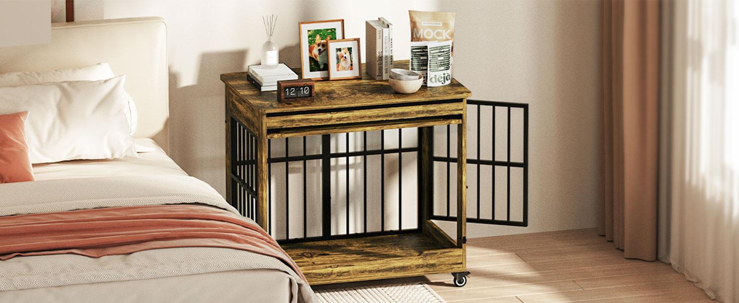 ZZWHOM Premium Solid Wood Dog Crate – Large Indoor Pet Kennel with Lockable Door, Multiple Sizes for Medium to Giant Breeds