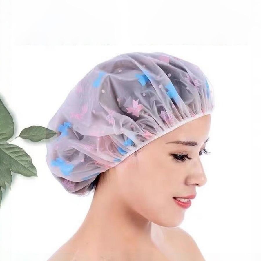 Waterproof Shower Cap, Reusable Kitchen Oil-Proof Hat, Thickened Large One-Time Use Bath Cap, Random Colors Available