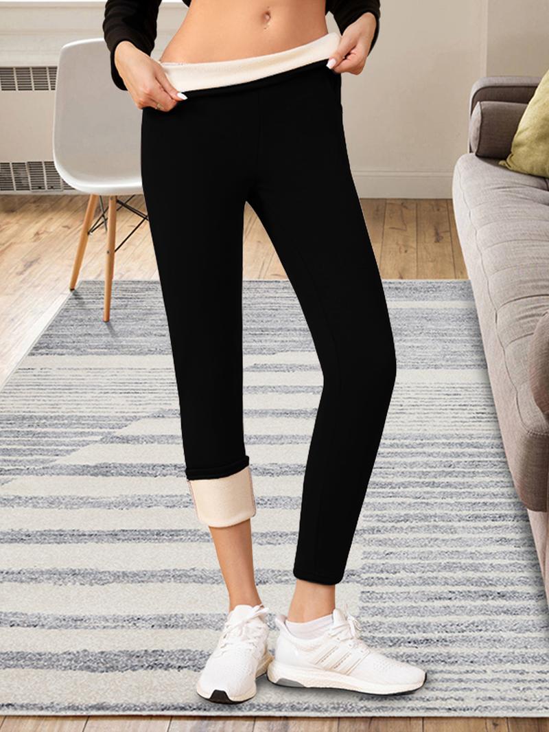 4pcs Women's High Waist Sports Tummy Control Leggings, Casual Soft High Stretch Seamless Fleece Warm Pants, Fall Clothes, Ladies Sportswear Clothing for Indoor Outdoor Wear, Fall Outfits 2024, Downtown Girl Clothes Legging Shape Leg
