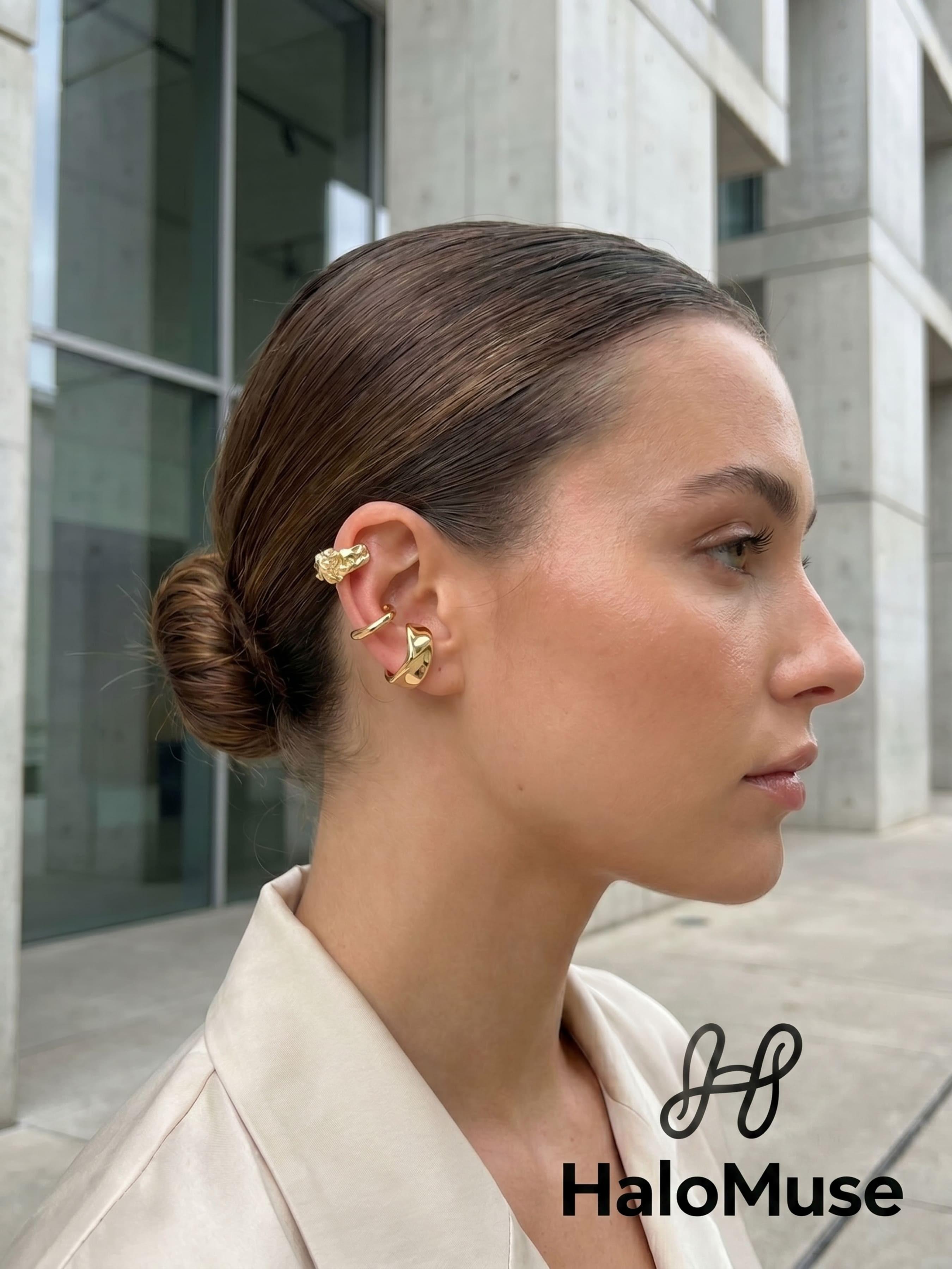 Minimalist Textured 3-Piece Ear Cuff Set | No Piercing Needed | Instantly Build Layered Ear Stack, Effortless Stacking Must-Have