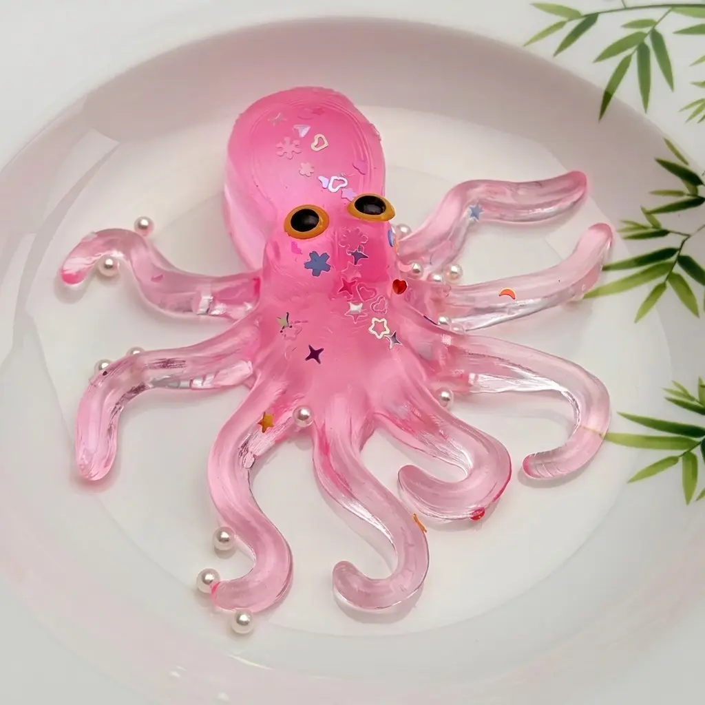 1Pc Pure TPR Crystal Octopus Squishy Toy, No Filling Transparent Blue Squeeze Ball, Ultra Durable Sensory Fidget Relief Toy For Teens Adults 12+, Ocean Office Desk Decor Anxiety Reducer, Zero Leak Tension Relaxation Gift