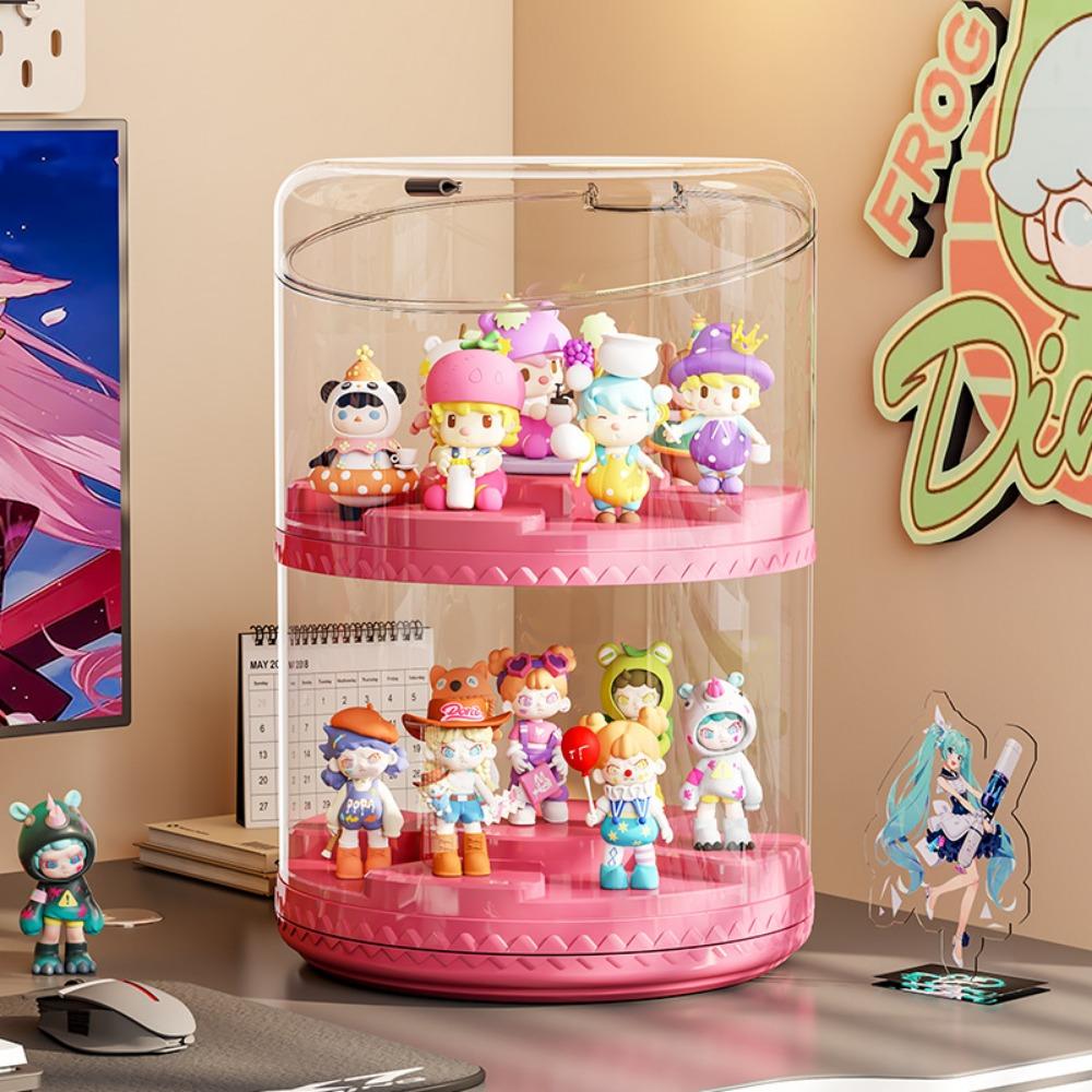 Rotating blind box display box - Pop Mart circular transparent storage box - Dust-proof storage rack - Multi-layer display cabinet - Stackable