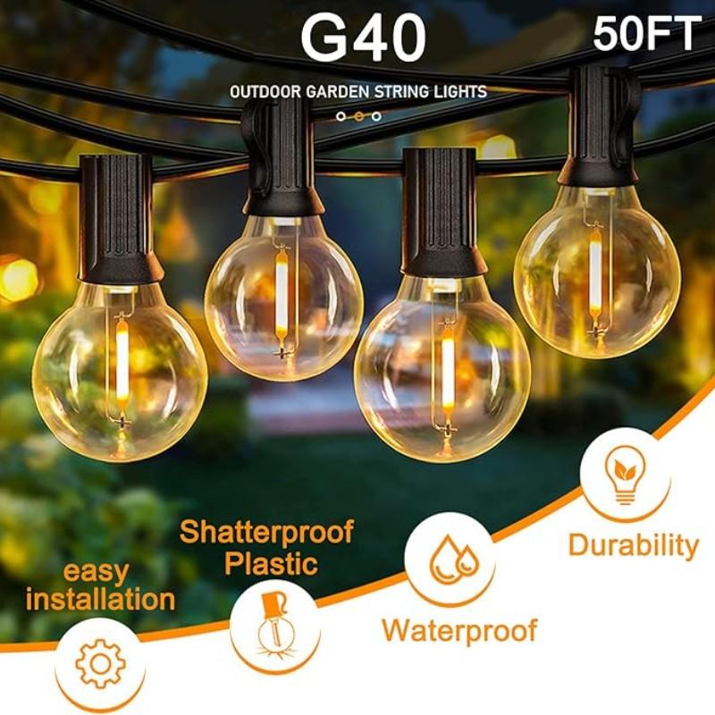 5m 10led Outdoor Solar String Lights, Warm, Adjustable 8 Light Modes, Waterproof, Camping, Decoration, Ambient Lighting