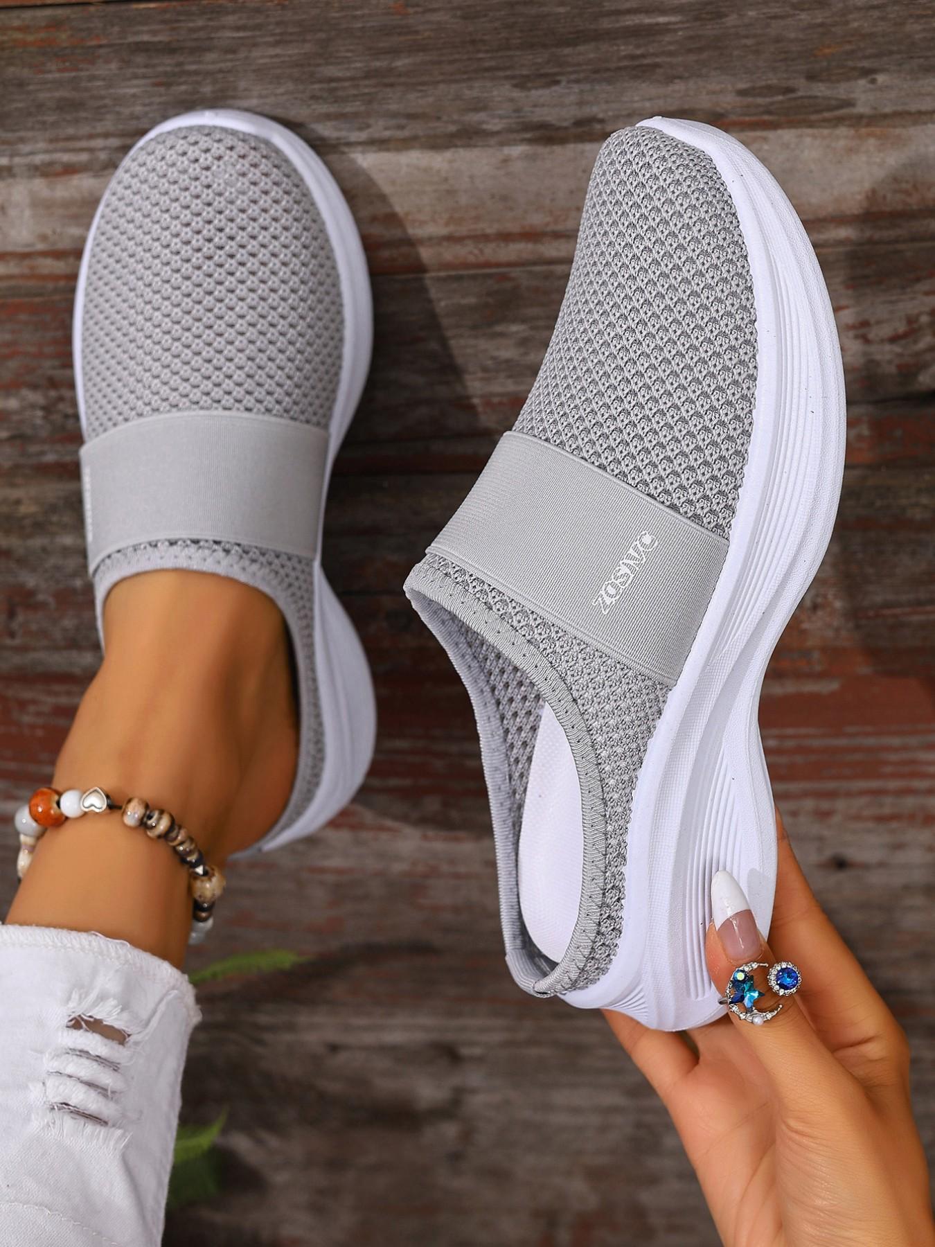 Women's Casual Sports Shoes, One-Click Slip-On, Spring Summer Beach Vacation Travel, Breathable Mesh, Comfortable Fit, Walking Shoes