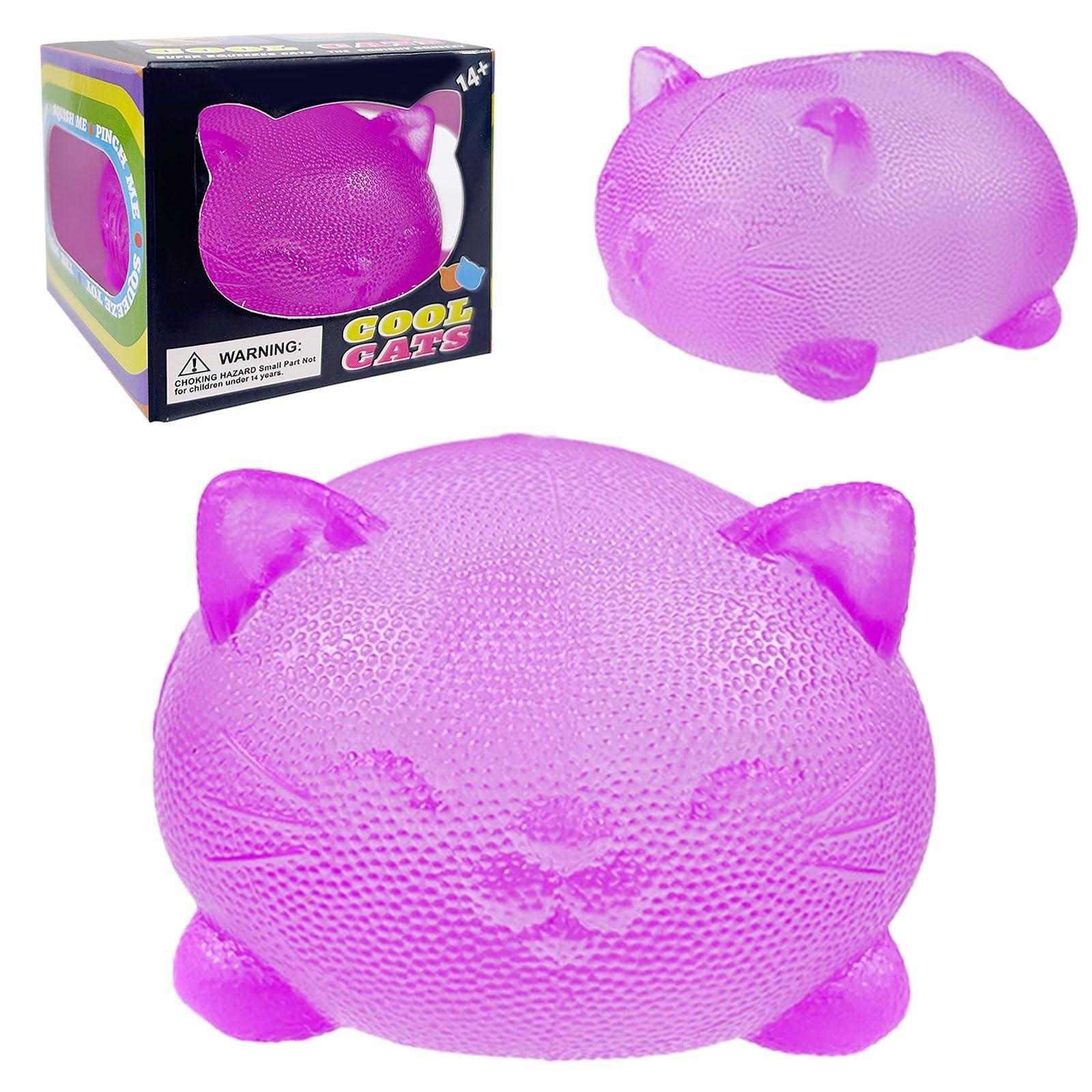 Stress Relief Cat Toy, Soft Candy Design, Anxiety & Focus Toy, Malt Sugar Filled Squeeze Ball, Sensory Game, Slow Bounce Stress Ball