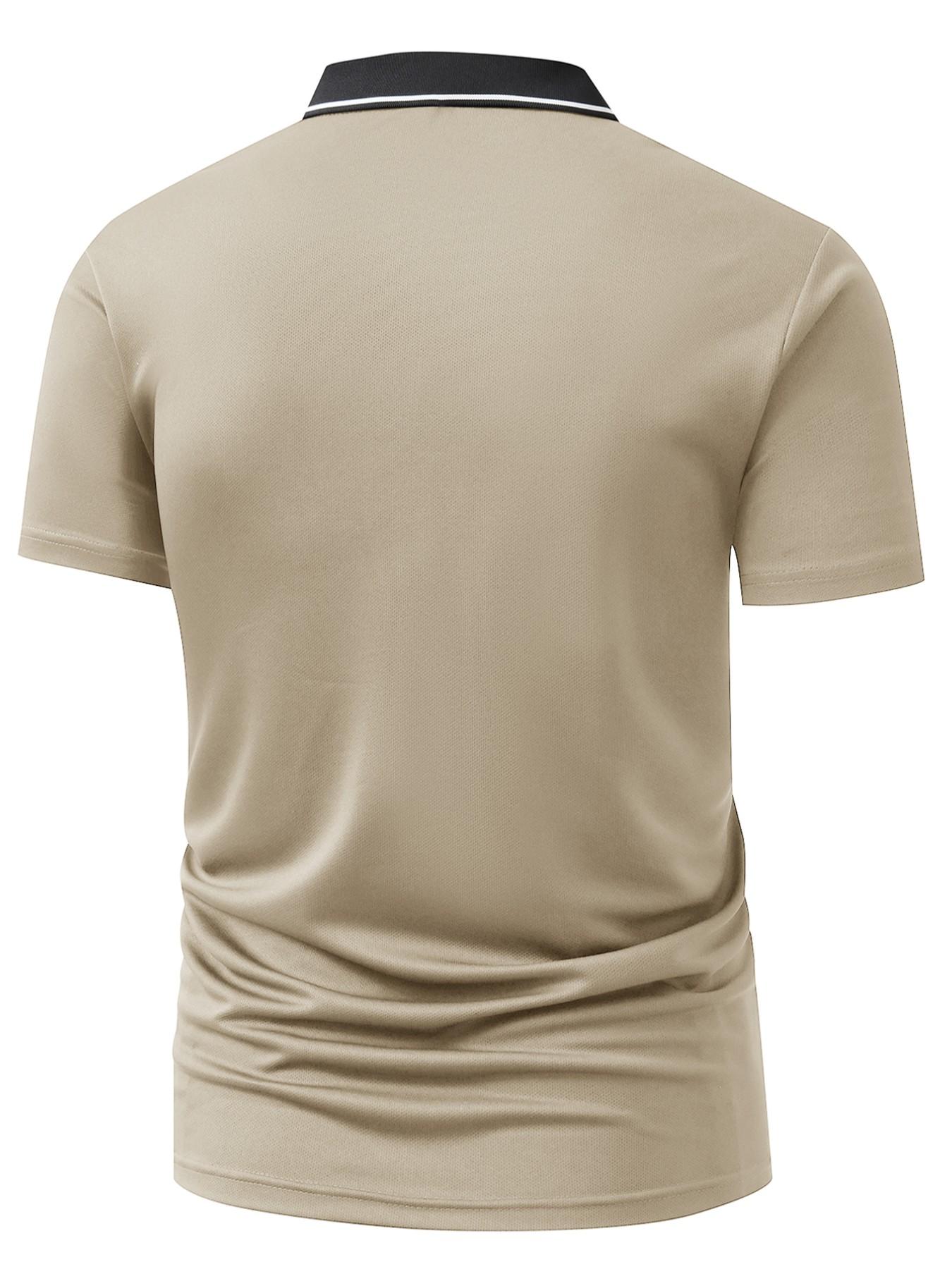 Men's Polo Shirt, Solid Color Design, Business Casual Half Button Collar, Perfect Holiday Gift for Boyfriend, Slim Fit