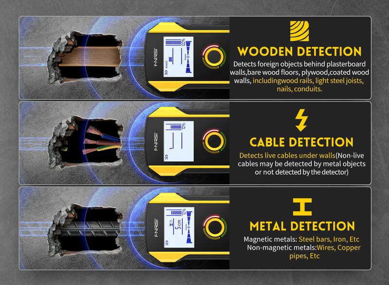 FNIRSI WD-01 Metal Detector Wall Scanner with Newly Designed Positioning Hole for AC Live Cable Wires Metal Wood Stud Find