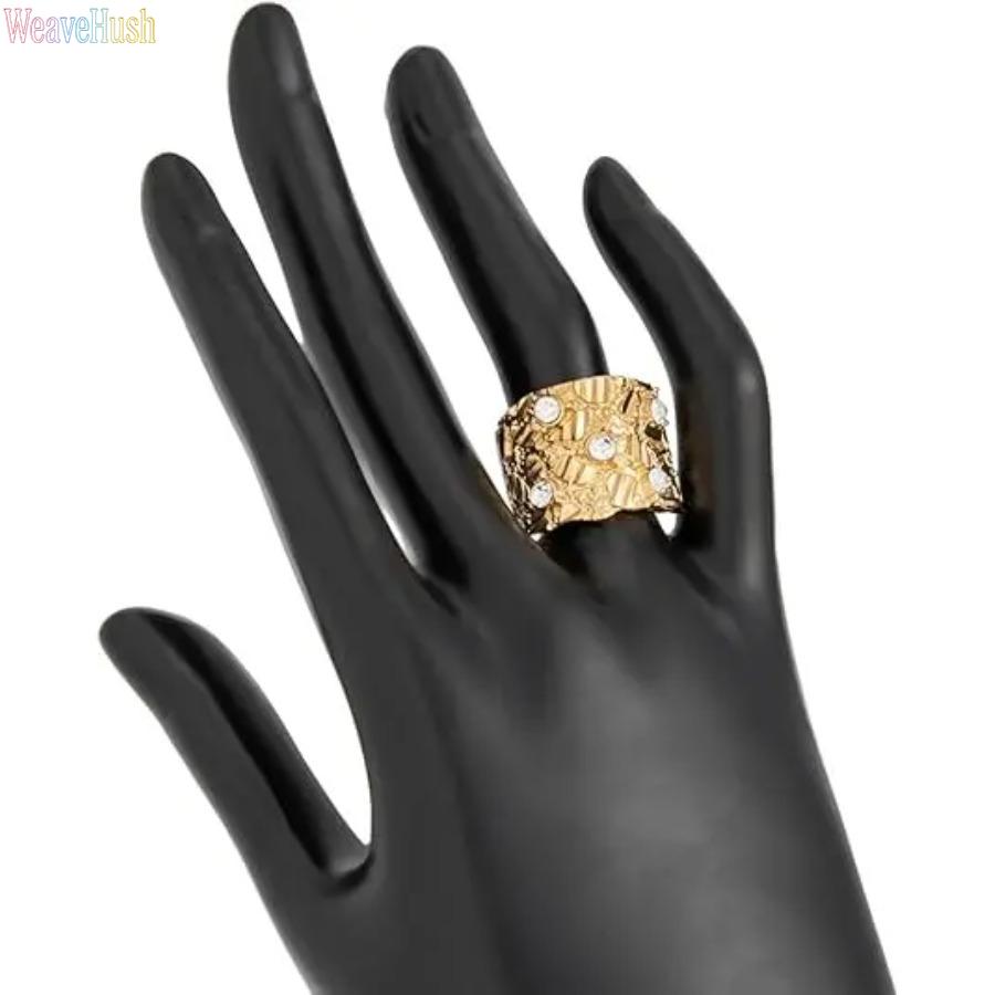 Unisex 14 Karat Gold-Plated Nugget Ring, Bold Chunky Hip Hop Beautiful Rings, Solid Durable DIY Bag Accessory for Streetwear Enthusiasts, Birthday Gifts