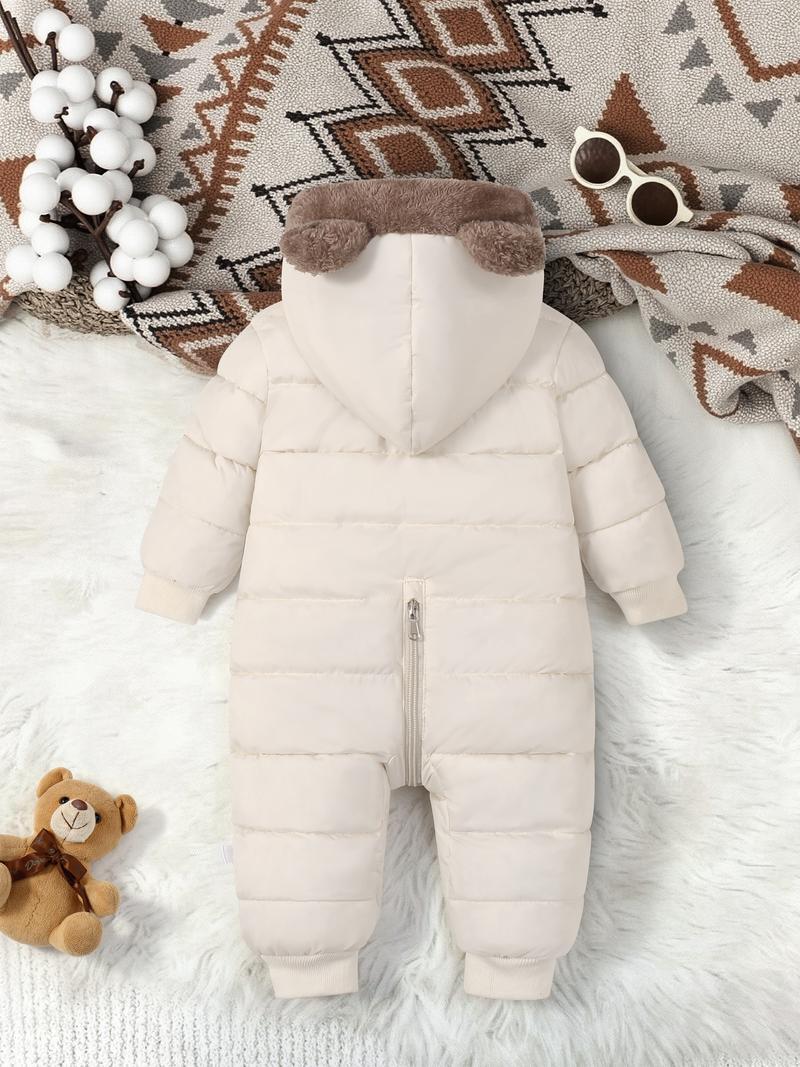 Cute Bear Thickened Warm Baby Winter One-Piece, Outdoor Snowsuit, Casual Fashion, All-Match, Halloween Thanksgiving Christmas Gift