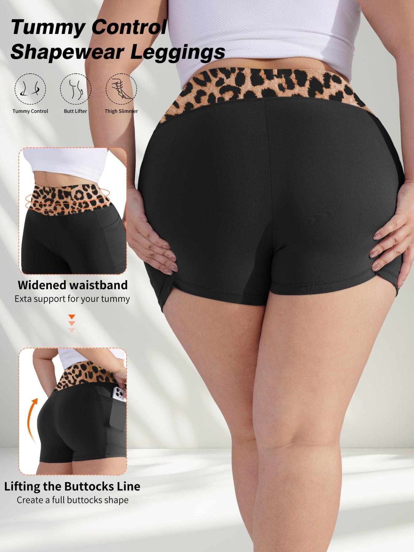 【Plus Size】 High Waist Pocket Skinny Shorts, Casual Comfy Breathable Short Leggings for Daily Wear, Women's Bottoms for Summer