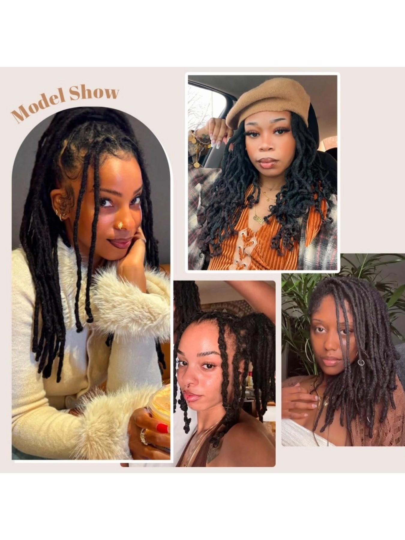 Interlocking Loc Extensions Human Hair for Women Men Full Handmade Permanent Dreads Locs, 0.6cm Width 100% Human Hair Dreadlock Extensions, Soft Human Hair Dreads Extensions, Natural Black (4-16 inch 10-100 Strands, 1B 0.6cm)