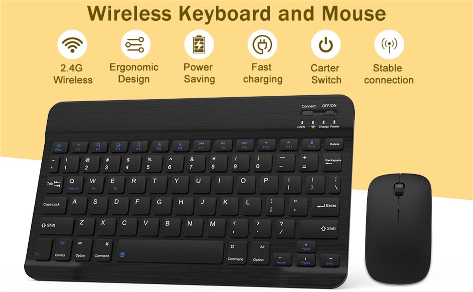 Wireless Bluetooth keyboard and mouse, lightweight keyboard and mouse, standby time of 200 days, 400 mAh battery, 5 million tapping life, Bluetooth effective distance up to 10 meters