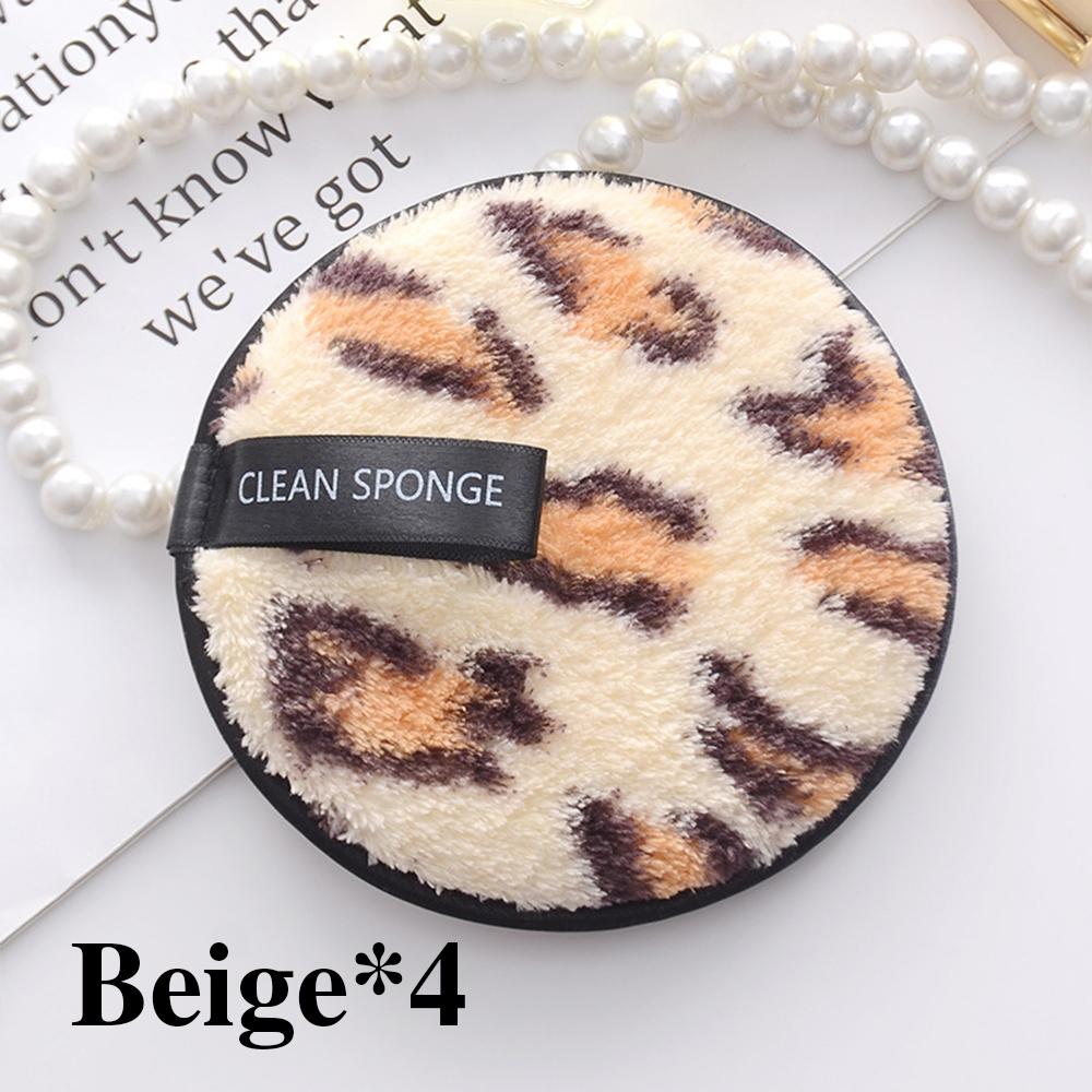 1/4pcs Leopard Print Microfiber Makeup Remover Pad, Reusable Wet & Dry Cleansing Towel, Lazy Women's Skincare Tool, Round Hanging Hook Design