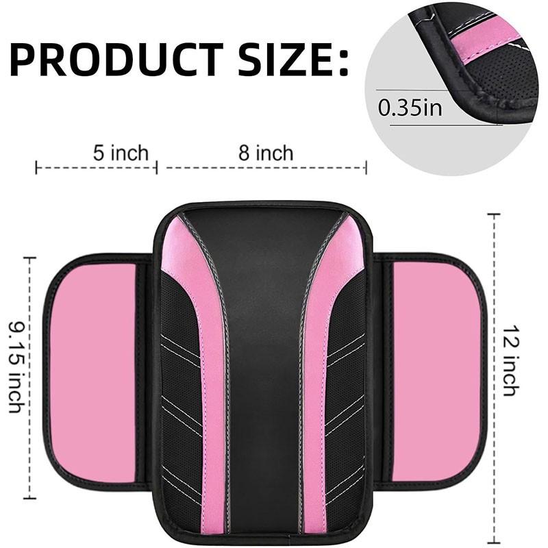 6Counts Car Interior Accessories Set: Sporty PU Leather Steering Wheel Cover (14.5-15 inch Universal), Microfiber PU Leather Car Console Cover, Seatbelt Pads, Cup Holder Pads. Suitable for Men and Women, All Seasons.