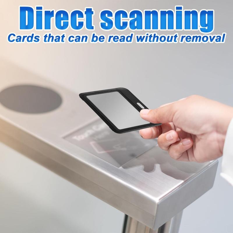 3 Pack Horizontal Id Badge Holder, Double-Sided Transparent Windows Horizontal Hard Black Plastic Case Waterproof Card Holder, Waterproof Name Tags Holders for Proximity Key Card Office School