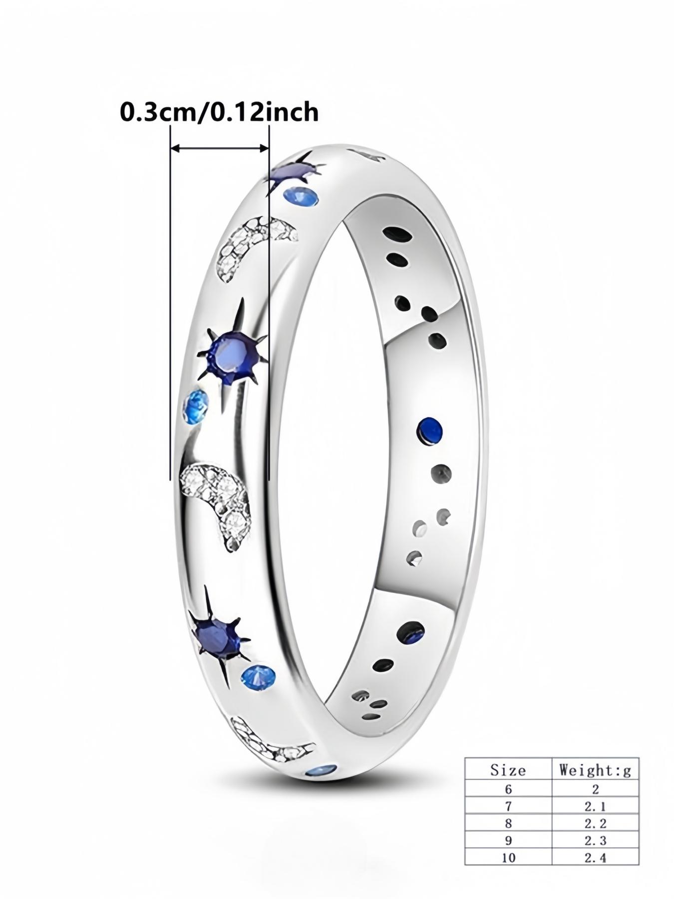 925 Sterling Silver Fashion Star & Moon Design Ring, Fashion Jewelry for Party, Daily Clothing Decor, Trendy All-match & Exquisite Jewelry for Birthday Gift