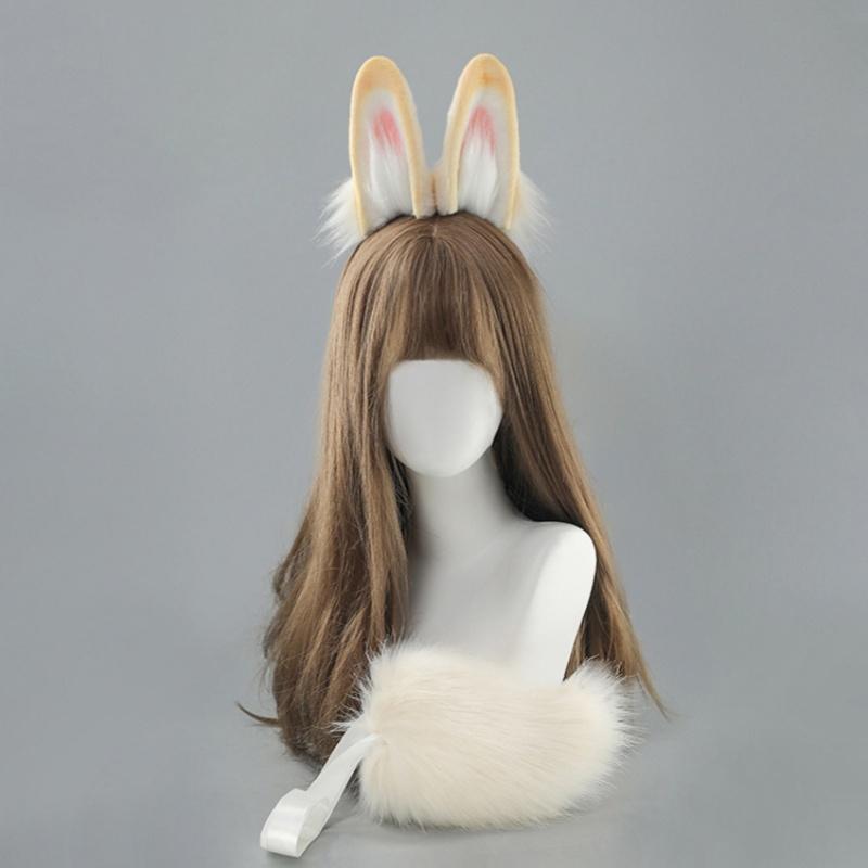 2Pcs/set New Handmade Furry Anime Dog Ear Headband Tail Props Cosplay Plush Simulation Animal Short Tail Accessories