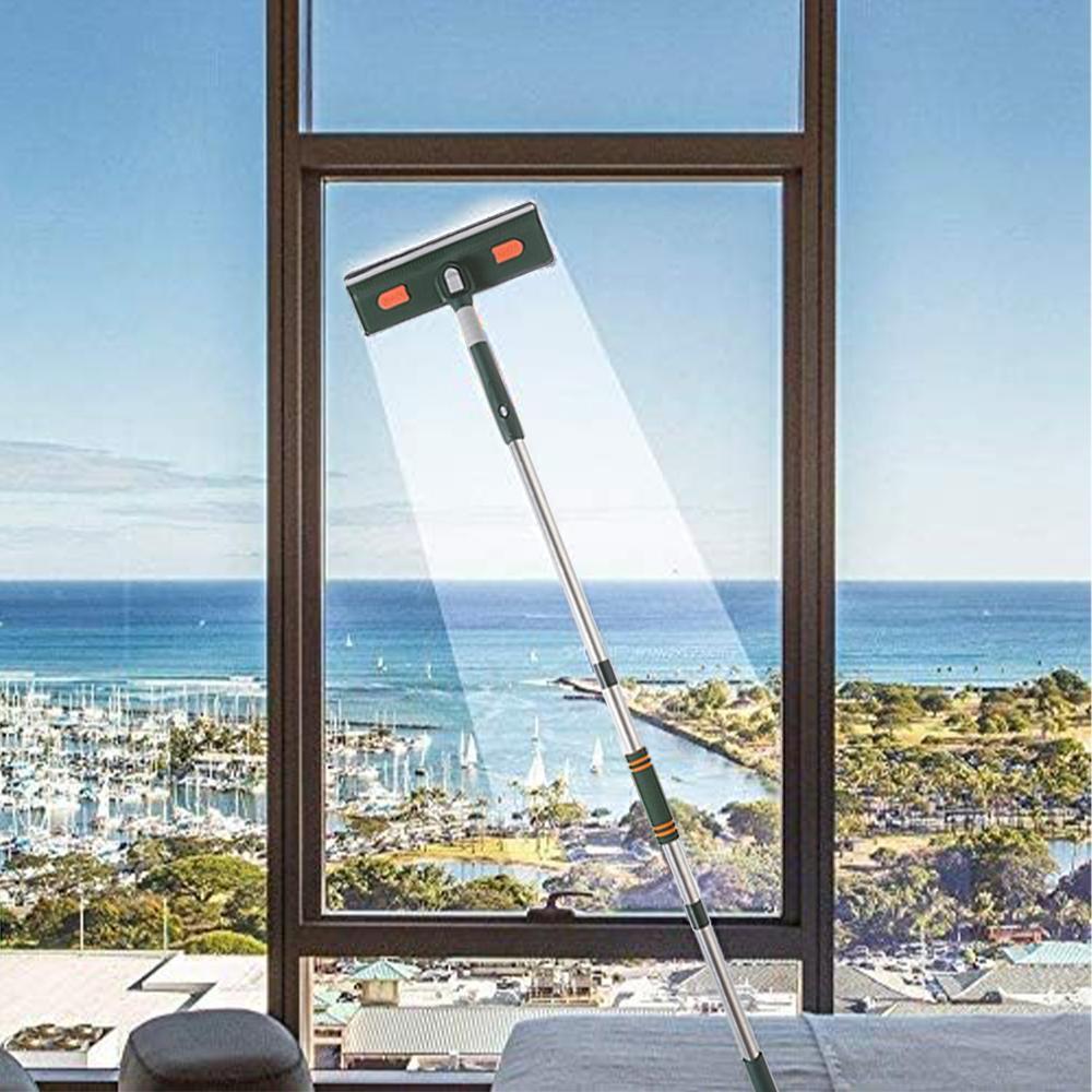 Window Squeegee Cleaner, Squeegee Scrubber, 1 Set Household Squeegee with Extension Pole, Telescopic Window Washing Equipment with Bendable Head, Glass Cleaning Tool